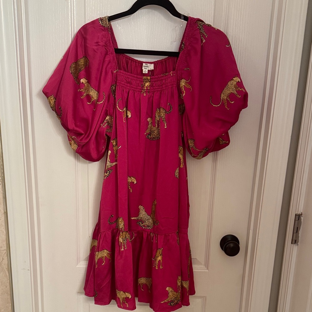 Entro Fuchsia and Gold Leopard Dress